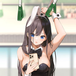 This is a pixiv picture whose title is 地下鉄ウサギ.