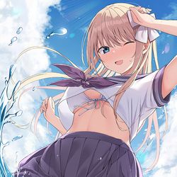 This is a pixiv picture whose title is リボン子ちゃんと海！！.