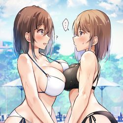 This is a pixiv picture whose title is 「私も成長してるんだけど…」ビキニver.