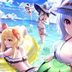 This is a pixiv picture whose title is ～真夏のひととき🍉～.
