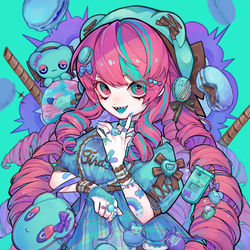 This is a pixiv picture whose title is MINT CHOCOLATE MACARON.