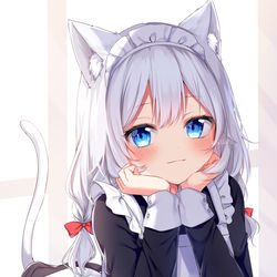 This is a pixiv picture whose title is 猫耳メイド.
