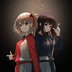 This is a pixiv picture whose title is リコリス・リコイル.