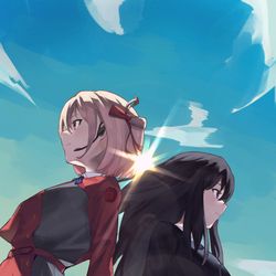 This is a pixiv picture whose title is Lycoris Recoil.