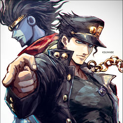This is a pixiv picture whose title is 空条承太郎＆スタープラチナ.