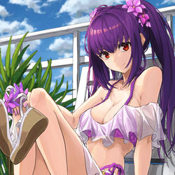 This is a pixiv picture whose title is 水着スカディ様.