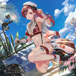 This is a pixiv picture whose title is 三头犬 小队 夏 共游记录.