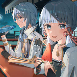 This is a pixiv picture whose title is 夏の社奉行.