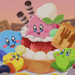 This is a pixiv picture whose title is カービィカフェ新メニュー！.