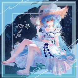 This is a pixiv picture whose title is 泡と貝殻の魔女(全身版).