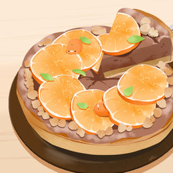 This is a pixiv picture whose title is オレンジとチョコのタルト.