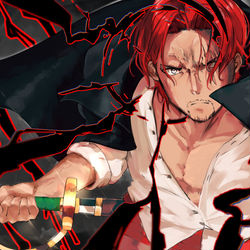 This is a pixiv picture whose title is 赤髪が導く”終焉”.