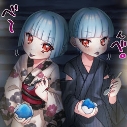 This is a pixiv picture whose title is 双子とお祭り🍧.