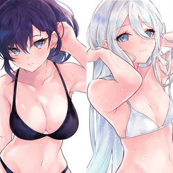 This is a pixiv picture whose title is モノクロ水着ニーゴ.