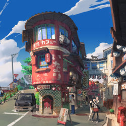 This is a pixiv picture whose title is うまい通り　歩行者天国実施中.