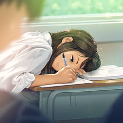 This is a pixiv picture whose title is 教室~.