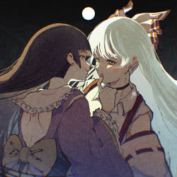 This is a pixiv picture whose title is 月夜に.