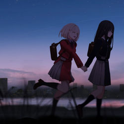 This is a pixiv picture whose title is 吹吹晚风.