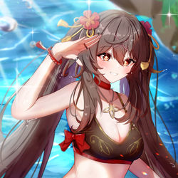 This is a pixiv picture whose title is 水着胡桃ちゃん！.