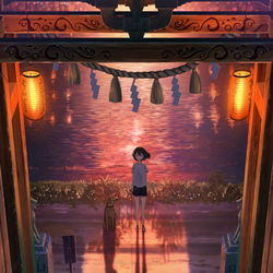 This is a pixiv picture whose title is 「都市伝説」.