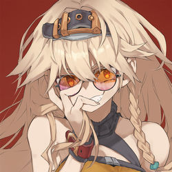 This is a pixiv picture whose title is 【強化人類アムネロ】メガネ拝借.