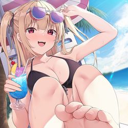 This is a pixiv picture whose title is 「早く♡（オイル塗れよ）」.