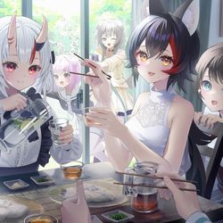 This is a pixiv picture whose title is みんなでちゅるちゅる.