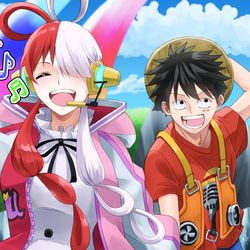 This is a pixiv picture whose title is ルフィの手を引くウタ.