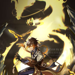 This is a pixiv picture whose title is 鍾離先生.