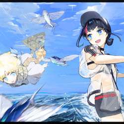 This is a pixiv picture whose title is トビウオの群れと.