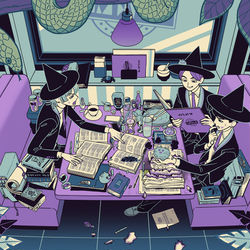 This is a pixiv picture whose title is ファミレスで勉強会.