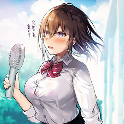 This is a pixiv picture whose title is 残暑で濡れ透けはわわJKちゃん.