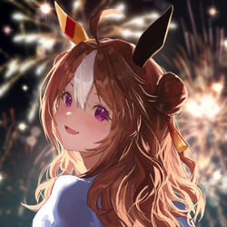 This is a pixiv picture whose title is コパノリッキーとの夏祭り.