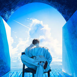 This is a pixiv picture whose title is 夏の終わりに.