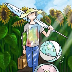This is a pixiv picture whose title is 海まであと少し.