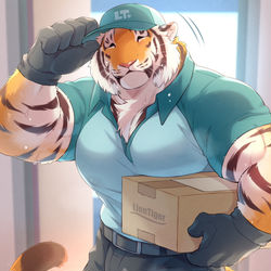 This is a pixiv picture whose title is 配達員ラムちゃん.