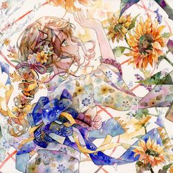 This is a pixiv picture whose title is 透明水彩＊向日葵が咲く時.