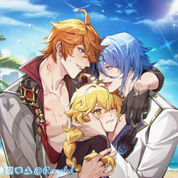 This is a pixiv picture whose title is 「一代水VS二代水」.