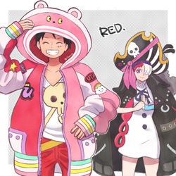 This is a pixiv picture whose title is ウタとルフィ.