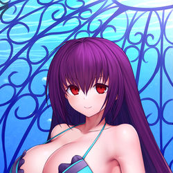 This is a pixiv picture whose title is 水着スカディ(ルーラー).