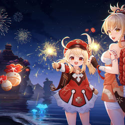 This is a pixiv picture whose title is 可莉和宵宫.