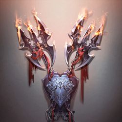 This is a pixiv picture whose title is 炎将の二槍、御宿の幽霊犬.