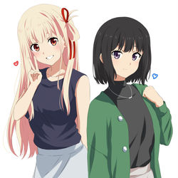 This is a pixiv picture whose title is ロングヘア千束&ショートヘアたきな.