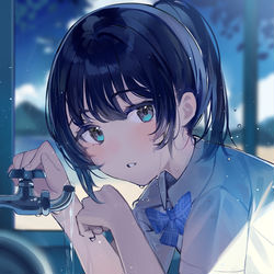 This is a pixiv picture whose title is blue.