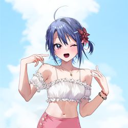 This is a pixiv picture whose title is 兄貴、この水着かわいい？.