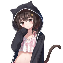 This is a pixiv picture whose title is 猫耳パーカー×水着.
