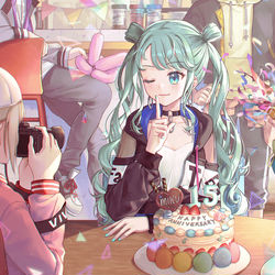 This is a pixiv picture whose title is ミク15周年記念日.