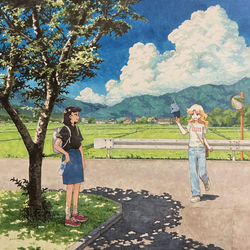This is a pixiv picture whose title is 待ち合わせはいつもの木陰.