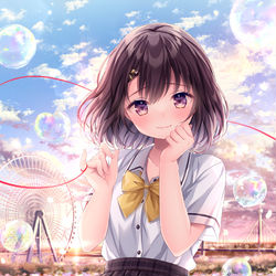 This is a pixiv picture whose title is 【赤い糸のその先に】.