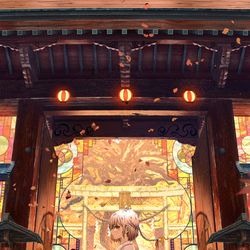 This is a pixiv picture whose title is 「大紅葉の神」.